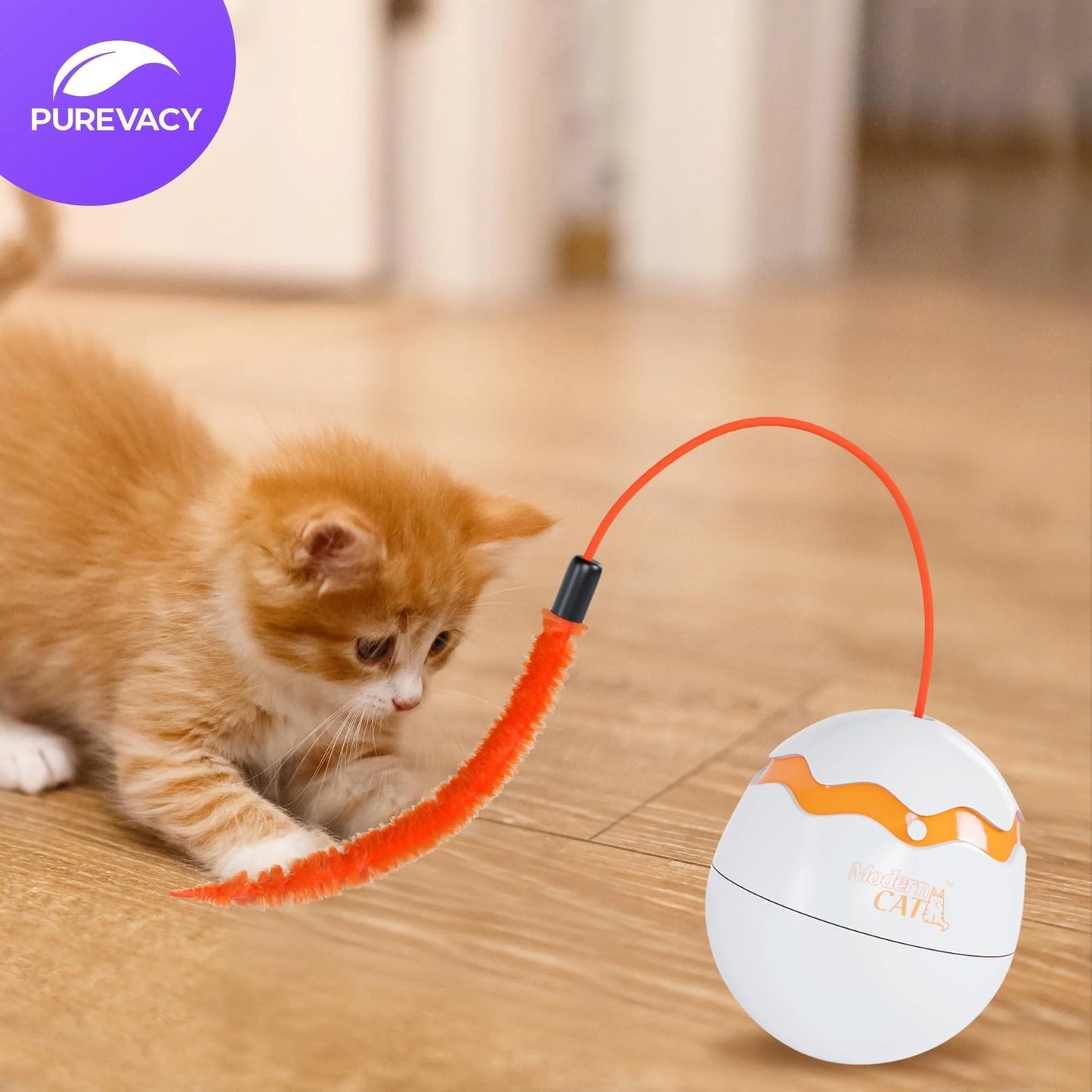 Interactive Cat Toy Dino Egg White Automatic Toy with 360 Degree Rotation Auto