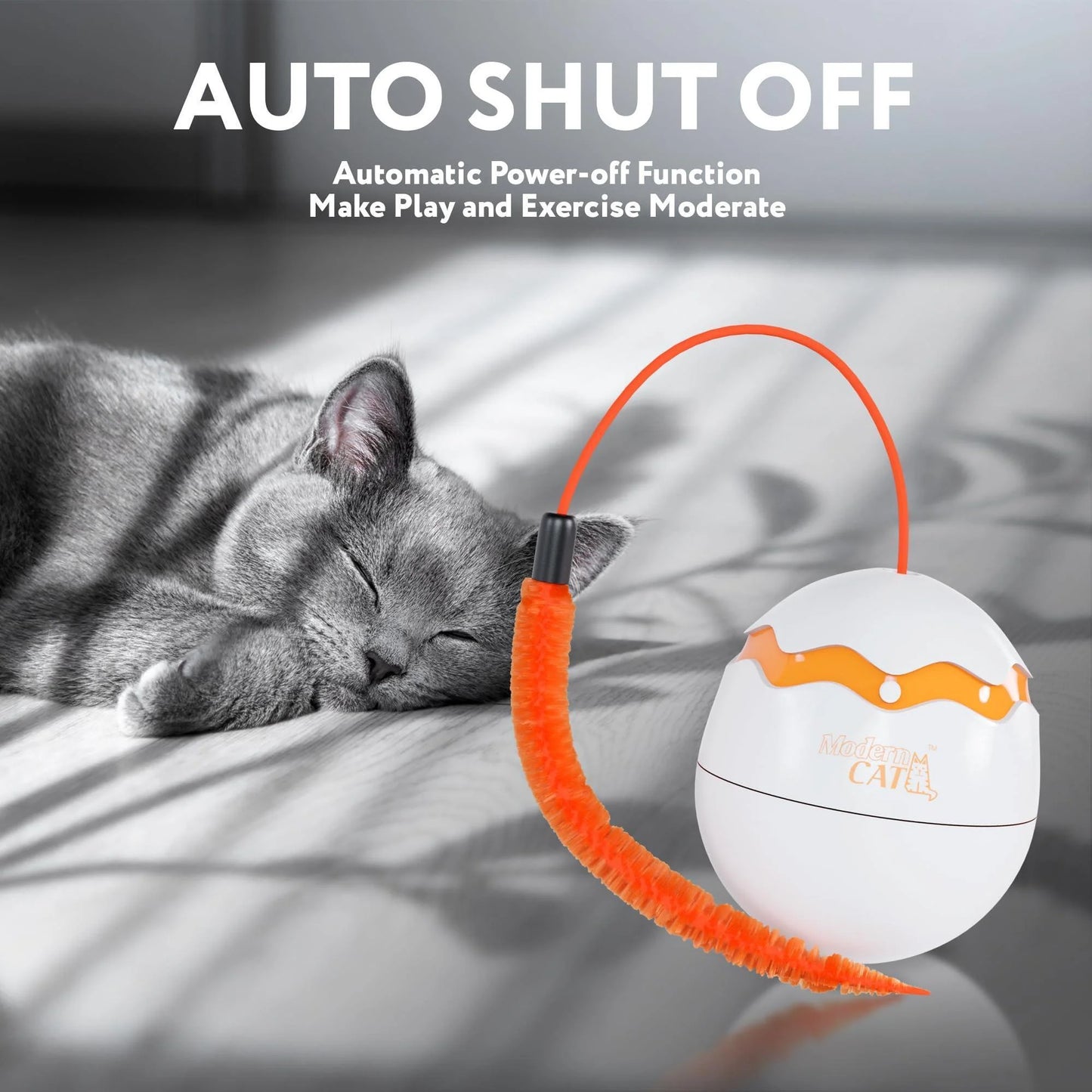 Interactive Cat Toy Dino Egg White Automatic Toy with 360 Degree Rotation Auto