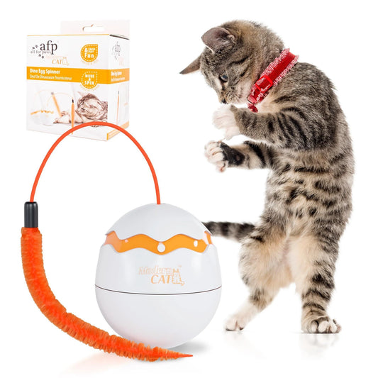 Interactive Cat Toy Dino Egg White Automatic Toy with 360 Degree Rotation Auto